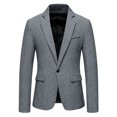 thumbnail image 2 of XMMSWDLA 2022 Clearance Men Tops Single Button Casual Business Solid Color Herringbone Suit Jacket, 2 of 8