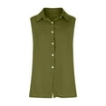 thumbnail image 5 of TKLPEHG Women Tank Tops V-Neck Button Tank Top Fashion Western Outfit for Women Leisure Lightweight Solid Color Graphic Tee Sleeveless Blouses Regular Blouses (Army Green,XXXL), 5 of 7