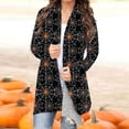 thumbnail image 3 of Blusa de manga larga para mujer, informal, con estampado de Halloween, estilo cárdigan Fridja hkj2678, 3 of 6