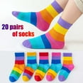 thumbnail image 6 of fatyb 20 Pairs of Boys Girls Socks Cotton Breathable Crew Socks Casual Color Block Cute Socks for Kids, 6 of 7