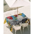 thumbnail image 3 of 60x102 Inch Outdoor Tablecloth with Umbrella Hole Zipper Rectangle Vintage Sunflower Rooster Rectangular Tablecloths Outside Waterproof Summer Elegant Flower Patio Table Cloth Cover for Picnic Party, 3 of 8