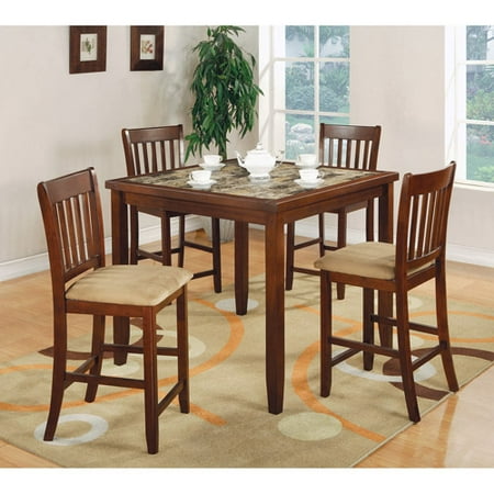 - Coaster Company Lucia Square Dinette, Faux marble top/Red Brown Finish