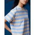 thumbnail image 5 of Niusricy Women's Classic Loose T-Shirts Ladies Casual Short Sleeve Shirts Crewneck Blouses Vintage Striped Print/Solid Color Tops Fashion Comfy Daily Clothes Streetwear Summer for Teen Girls, 5 of 6