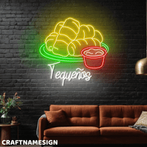 Craftnamesign Tequenos Neon Light, Restaurant Wall Art, Venezuela Food Wall Decor
