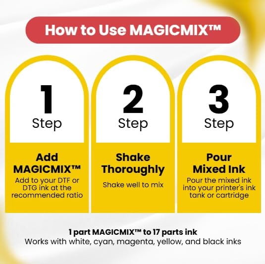 MAGICMIX™ Black Ink Stabilizer for DTF & DTG Printers, Helps Reduce Settling, Improve Flow, Minimize Printhead Clogging & Extend Printhead Life, 60ml