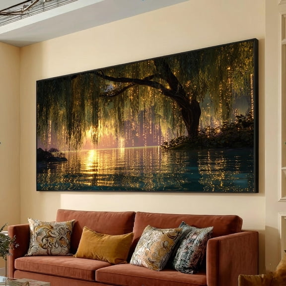 Weeping Willow Fairy Lights Wall Art Print