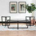 thumbnail image 2 of Pemberly Row 3 Piece Round Table Set Living Room Set, Includes 1 Wooden Coffee Table and 2 End Tables with Glass Top in Umber, 2 of 17