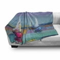 thumbnail image 3 of Abstract Oil Painting Soft Flannel Fleece Blanket, Modern Art with Boat Sail on the Sea Illustration of Nautical Motifs, Cozy Plush for Indoor and Outdoor Use, 70" x 90", Multicolor, by Ambesonne, 3 of 6