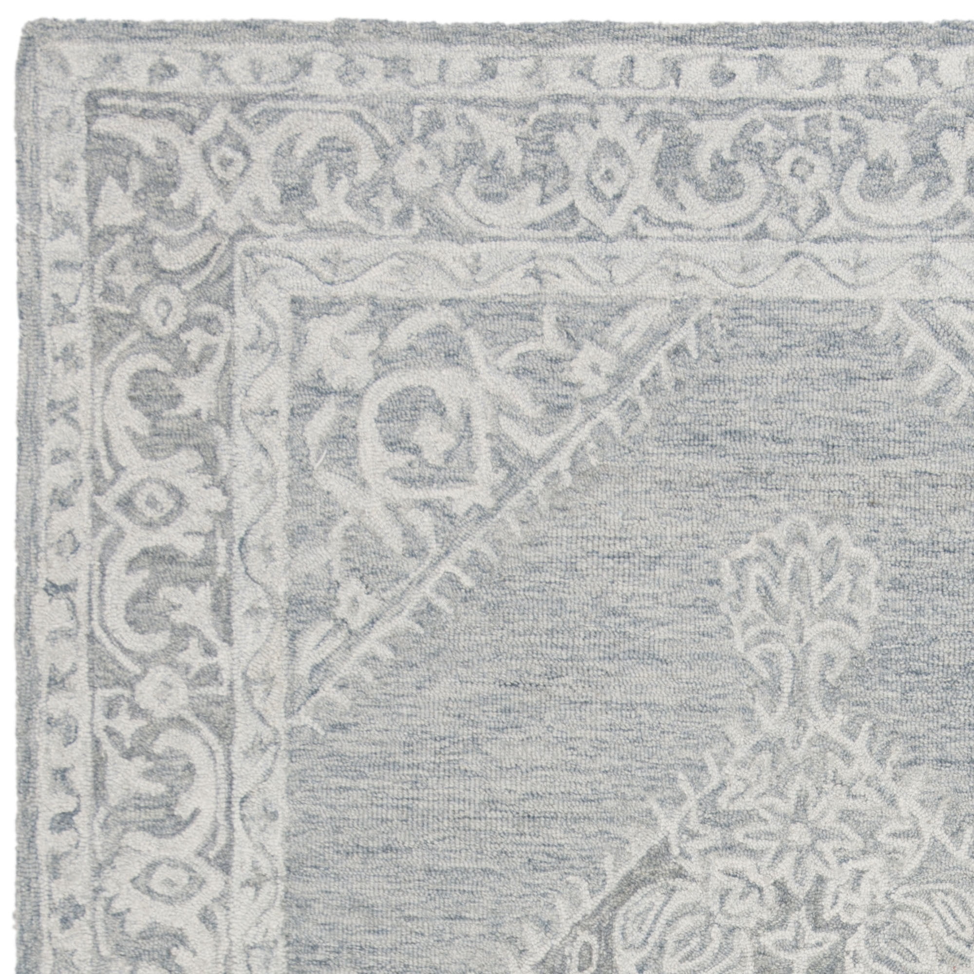 SAFAVIEH Micro-Loop Jeremy Floral Bordered Area Rug, Grey, 5' x 5' Square