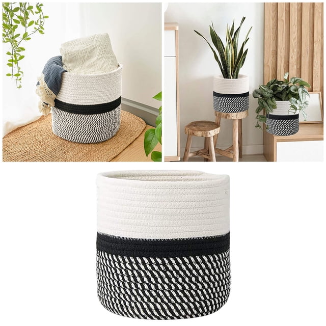 WIFKLSIIPG Rope Woven Flower Decorative Indoor Flower Pot Style Small Storage Grocery Storage