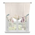 thumbnail image 2 of Spring Floral Tie Up Curtain 63 Inches Long, Watercolor Flowers Lucky Eucalyptus Leaf Rustic Retro Balloon Style Kitchen Window Curtain Over Sink, Small Window Rod Pocket Curtain 42"x63", 2 of 9