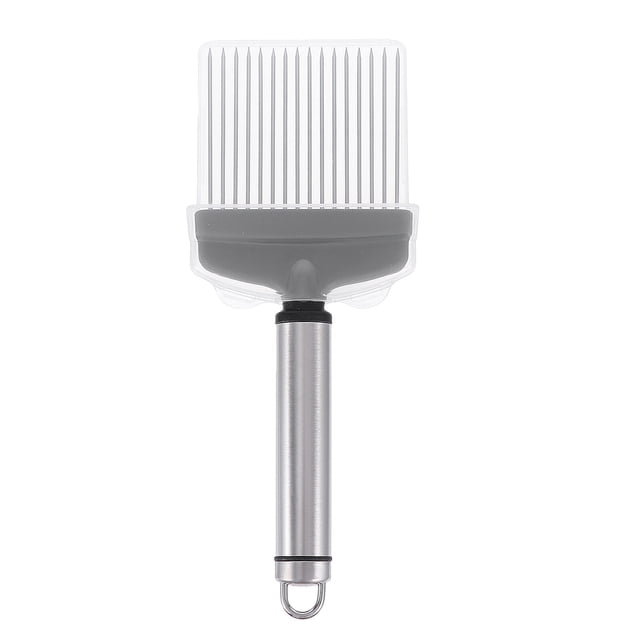 1 rebanador de alimentos de acero inoxidable con soporte para cebolla (negro)