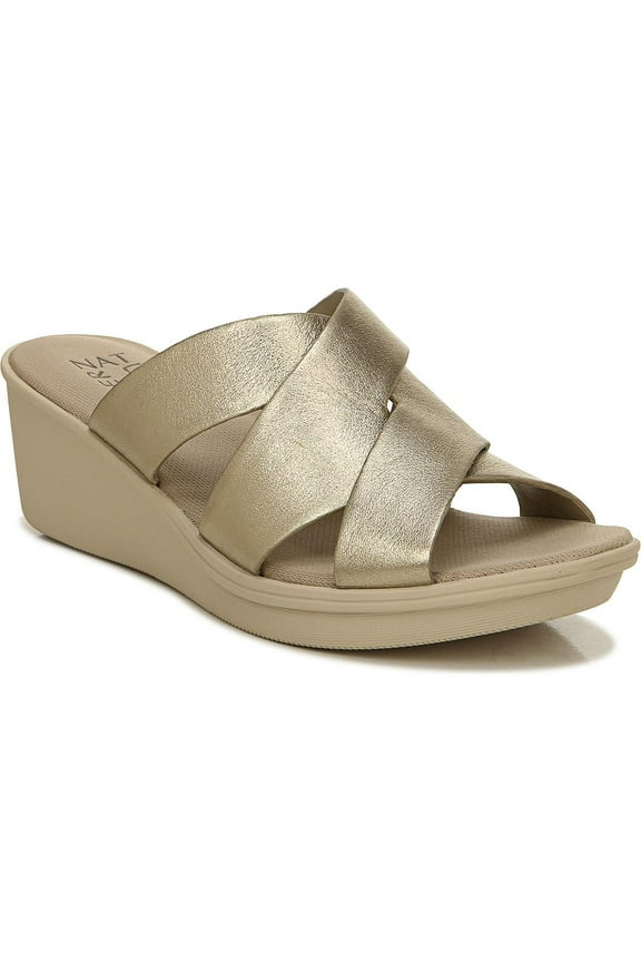 Womens Rowena Leather Slip On Wedge Sandals