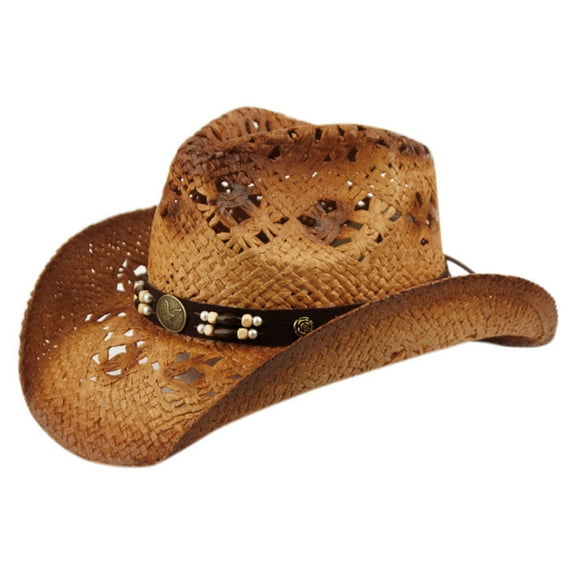Men and Women's Cowboy Hat With Trim Band & Beads