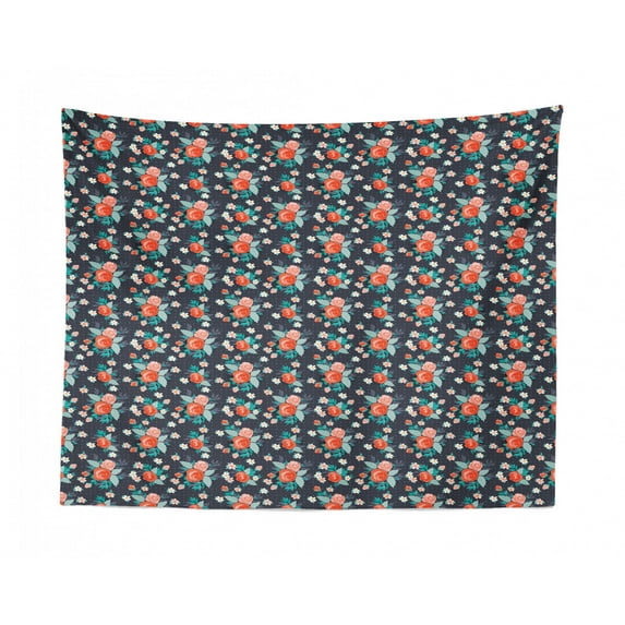 Floral Tapestry, Hand Drawn Like Aster Flowers Drawing Repetitive Print on a Plain Background, Fabric Wall Hanging Decor for Bedroom Living Room Dorm, 2 Sizes, Violet Pink Cream, by Ambesonne