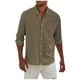 thumbnail image 1 of Men's Fashion Long Sleeve Solid Colour Casual T Shirt Button Regular Fit Shirt Top 2XL, 1 of 8