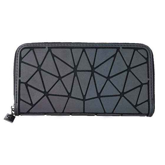 WEIJU - Holographic Geometric Luminous Clutch Wallet Long Lattice Iridescent Purse Handbag with ...
