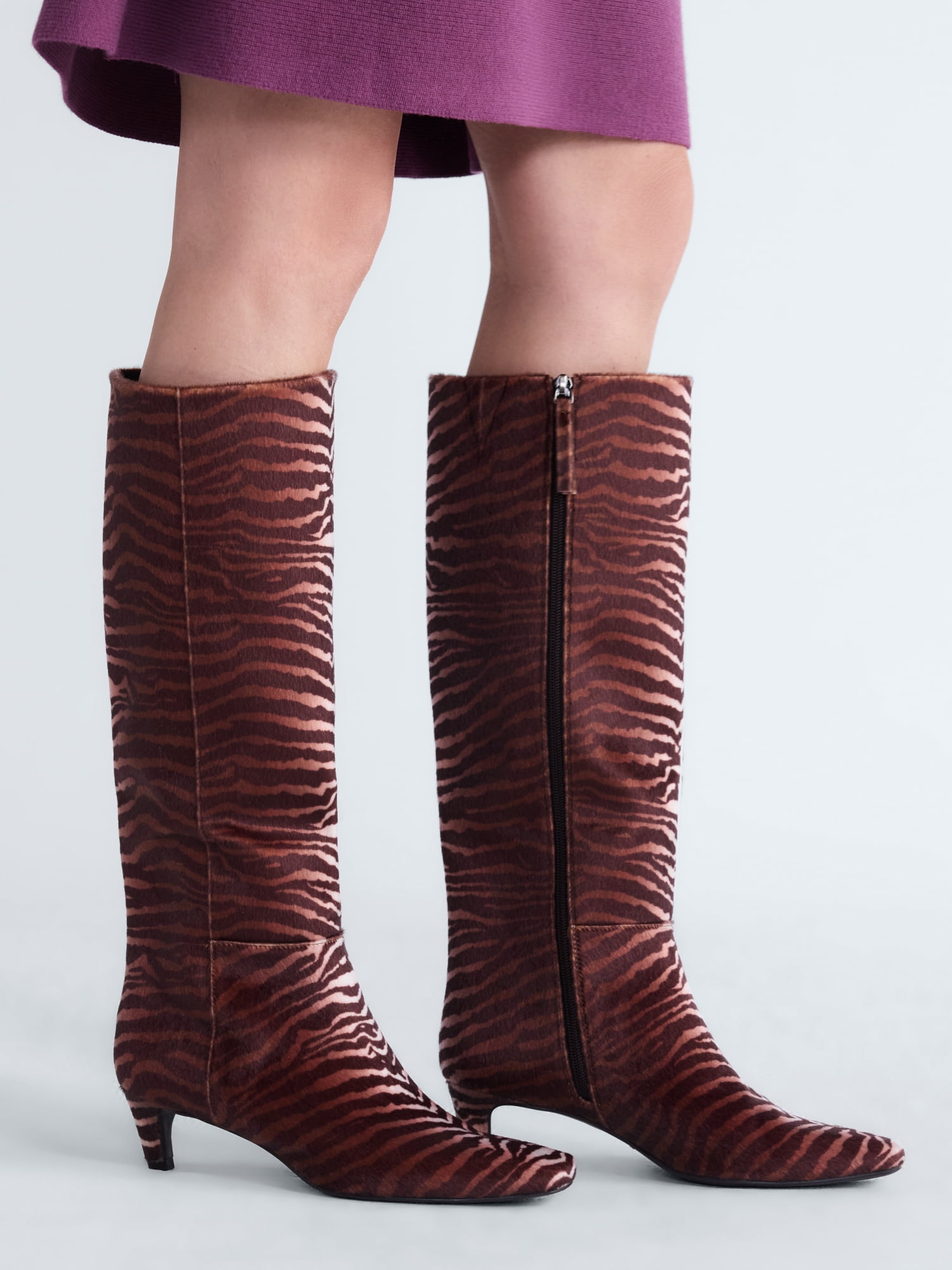 Scoop Women’s Two Tone Kitten Heel Knee High Boots, Wide Width Available