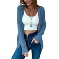 thumbnail image 1 of UKAP Ladies Knit Cardigan Long Sleeve Knitted Sweaters Winter Warm Sweater Basic Chic Tops Lake Blue XL, 1 of 5
