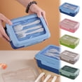 thumbnail image 1 of Fiambrera Bento de plástico | Contenedor de almacenamiento de alimentos dividido en 3 compartimentos | Apto para microondas y lavavajillas | Tapa sellada a prueba de fugas | Portátil con, 1 of 5