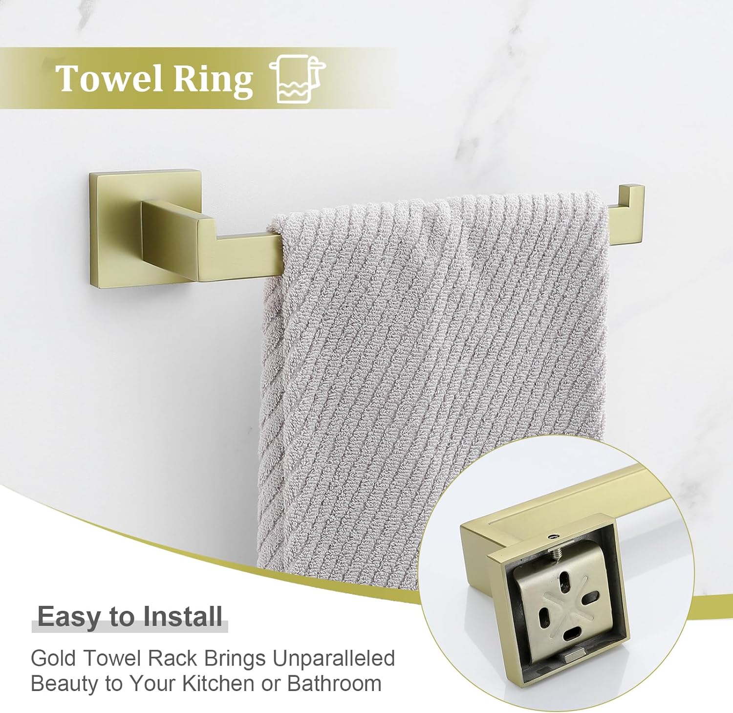 16 Inch 4-Piece Bathroom Hardware Set in Brushed Gold - Towel Bar ...