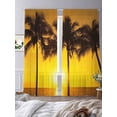 thumbnail image 3 of Sunset Coconut Tree Sheer Curtains 2 Panels Set Summer Landscape Sea View Sheer Window Curtains Light Filtering Rod Pocket Voile Drapes for Bedroom Living Room 52"X96", 3 of 8