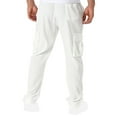 thumbnail image 3 of GuangCheng Mens Pull On Cargo Joggers,Ribbed Textured,Elastic Waist,Multi Pocket,Pull On锛孋asual Sport Pants,White,Size L, 3 of 3