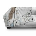 thumbnail image 3 of Retro Soft Flannel Fleece Blanket, Fashion Woman with Dandelion Flower Spring Wind Garden Sketchy Illustration, Cozy Plush for Indoor and Outdoor Use, 50" x 70", Warm Taupe and Blue, by Ambesonne, 3 of 6