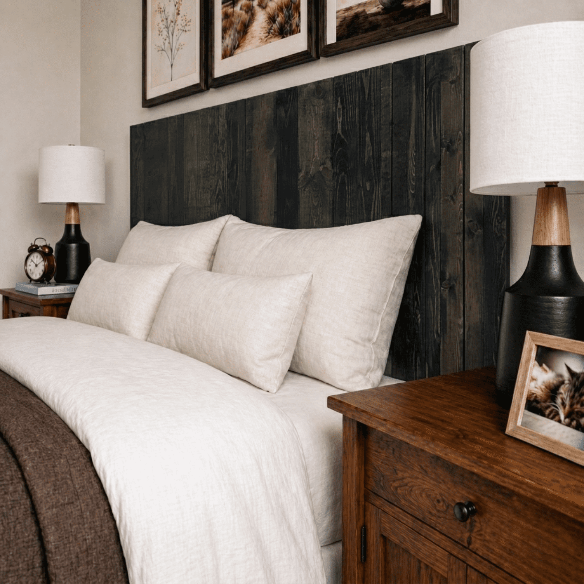 Barn Walls Solid Wood Headboard, King Size - Black Barrel