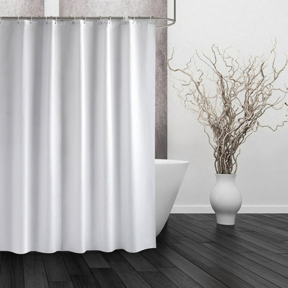 White Shower Curtain Heavy Duty Polyester Fabric Waterproof Shower Curtain Liner 72" x 72"