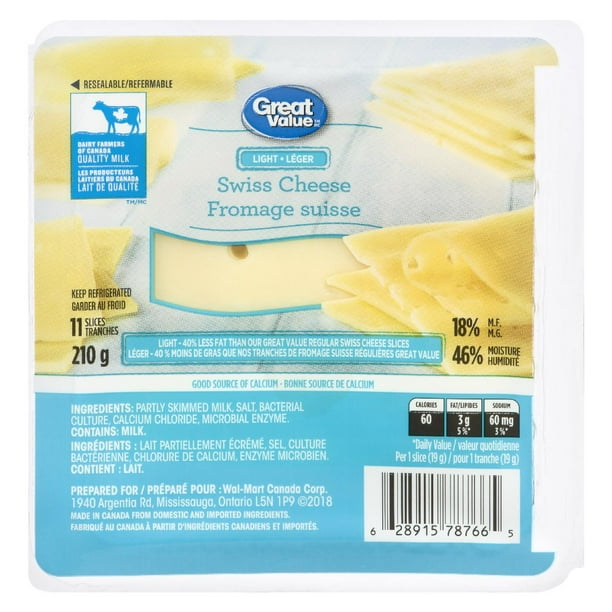 Great Value Light Swiss Cheese Walmart.ca