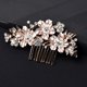 thumbnail image 4 of Nvzi Horquillas para el pelo de boda con flores para novias, peinetas con perlas de cristal, pinzas para el pelo, accesorios para el pelo de boda dorados, joyas -A, 4 of 5