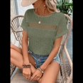 thumbnail image 4 of Blusas Bohemias de Punto con Cuello Redondo, Corta, Bordadas, con Encaje y Aberturas para Mujer Verde M, 4 of 9