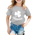 thumbnail image 2 of Gzbliryd Boys Girls st patricks day shirt t shirt Dinosaur Print 100% Cotton Crewneck Shirts Summer short sleeve T Shirt Tee Tops (Grey,1-2 Years), 2 of 4