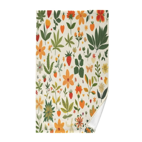 Yayeee 100% Cotton Hand Towels for Bathroom 16" x 28" Soft Absorbent Kitchen Towel, Leaves Pattern