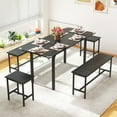 thumbnail image 2 of HOMCOM Ensemble de Salle à Manger 5 Pcs Table de Cuisine Extensible et Bancs Noir, 2 of 10