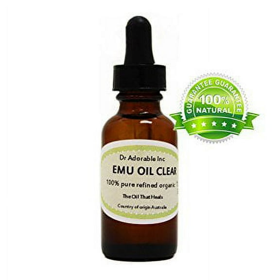 Dr. Adorable - 100% Pure Australian ULTRA CLEAR EMU OIL Refined Organic Moisturizing Oil For Face Skin Hair - 1 Oz