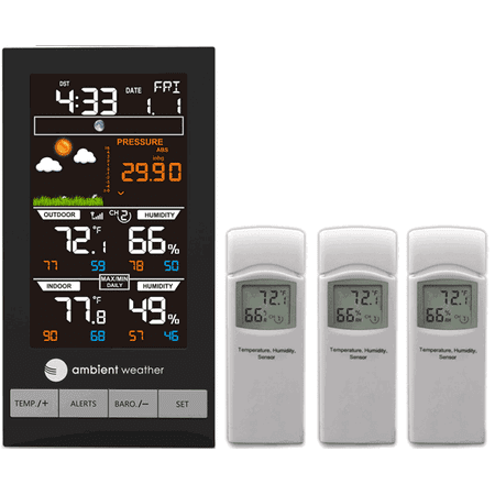 Ambient Weather WS-2801-X3 Advanced Wireless Color Forecast Station w/ 3 Remote Sensors