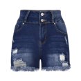 thumbnail image 7 of Women's Jean Shorts Stretchy Pull On Tattered Jeans Short High-Waisted Double-Button Comfortable Stretch Shorts, 7 of 7