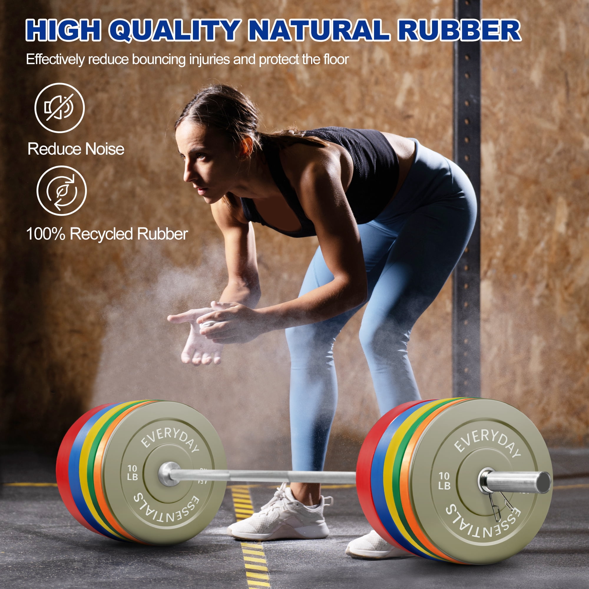 BalanceFrom 2" Olympic Bumper Plate Weight Plate Set with 7 ftBarbell