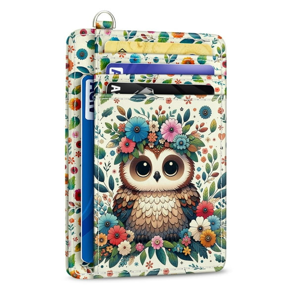 Tarjetero Yonlevres Floral Owl con bloqueo RFID