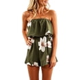 thumbnail image 4 of jiaxiM Jumpsuits for Women Dressy Strapless Off Shoulder Flower Ruffled Beachwear Shorts Tube Rompers Jumpsuits, 4 of 7