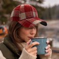 thumbnail image 5 of Clossjun Women Men Stylish Plaid Baseball Cap Fall Winter Warm Classic Hat Soft Casual Dad Hat for Outdoor Sport Wine, 5 of 6