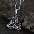 thumbnail image 2 of GKNET Men's Viking Triple Horn of Odin Pendant Necklace Punk Rock Biker Delicate Jewelry 24", 2 of 3