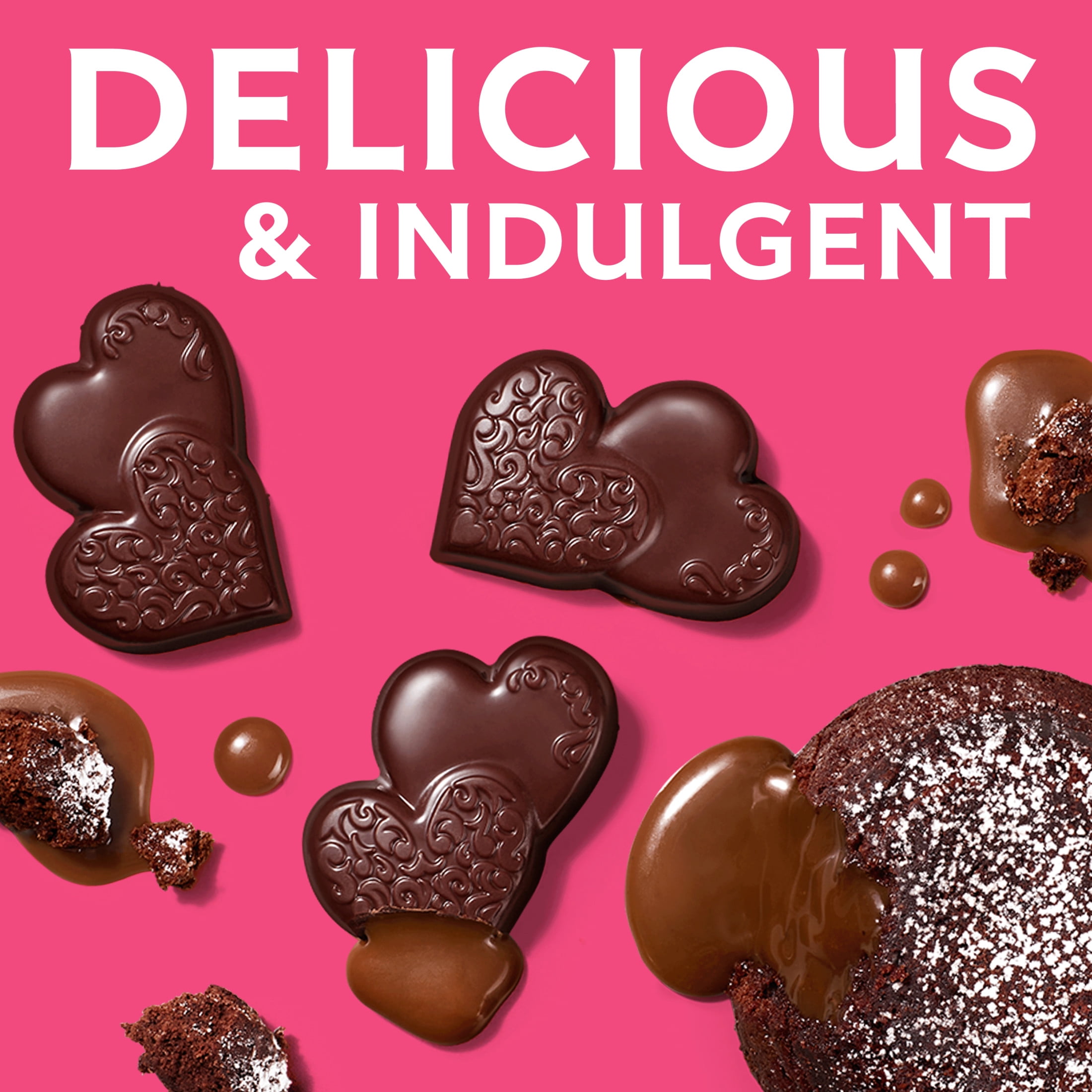 GHIRARDELLI Valentine's Day Dark Chocolate Lava Cake Hearts, 4.1 oz Bag