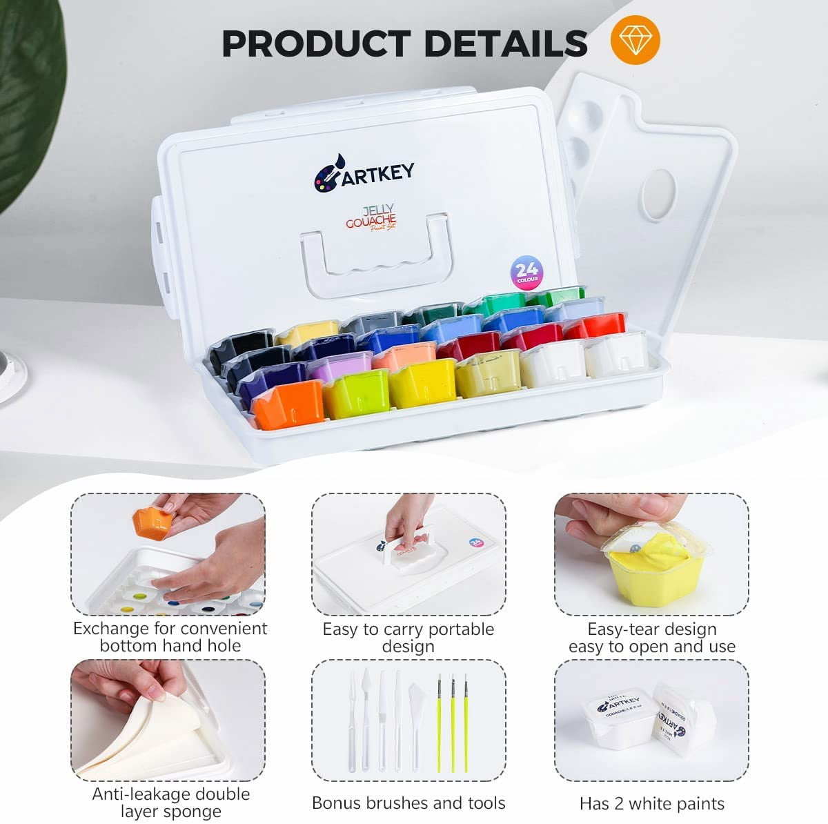 Artkey Watercolor Paint Set of 24 Colors (1.8-Ounce) for Adult, Toddlers, Kids 3+ Years Old