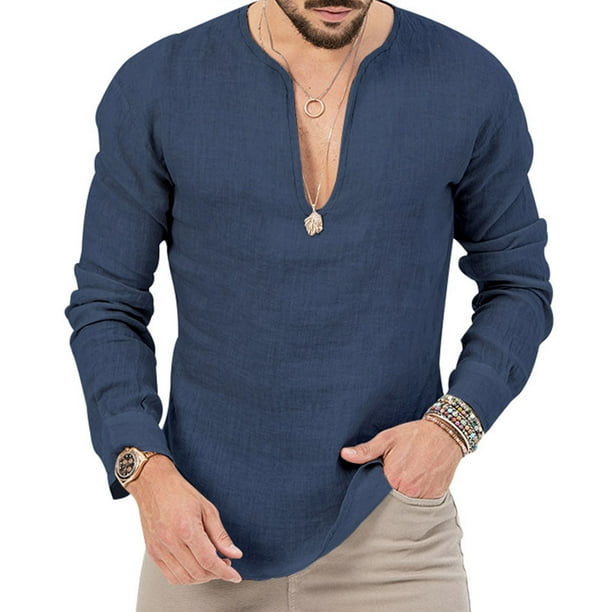 Blusas y camisas de manga larga con cuello en V Camisa formal con estampado de color para hombre N Blusa y camisa de manga larga con cuello vuelto Blusa para hombre