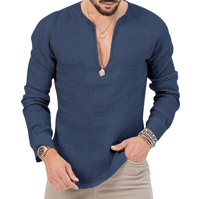 Blusas y camisas de manga larga con cuello en V Camisa formal con estampado de color para hombre N Blusa y camisa de manga larga con cuello vuelto Blusa para hombre