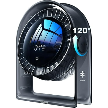 𝟐𝟎𝟐𝟓 𝐍𝐞𝐰 Air Circulator Desk Fan Quiet, Small Portable Fan for Bedroom, 4 Speeds Strong Airflow, Smart Display USB Fan,120°Tilt, Desktop Table Fans Office Mothers Day Gifts,Translucent Black