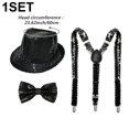 thumbnail image 7 of Slccxzc Sequin Fedora Hat Set with Suspenders & Bow Tie, Sparkly Party Costume Accessories for Men Women, 7 of 7